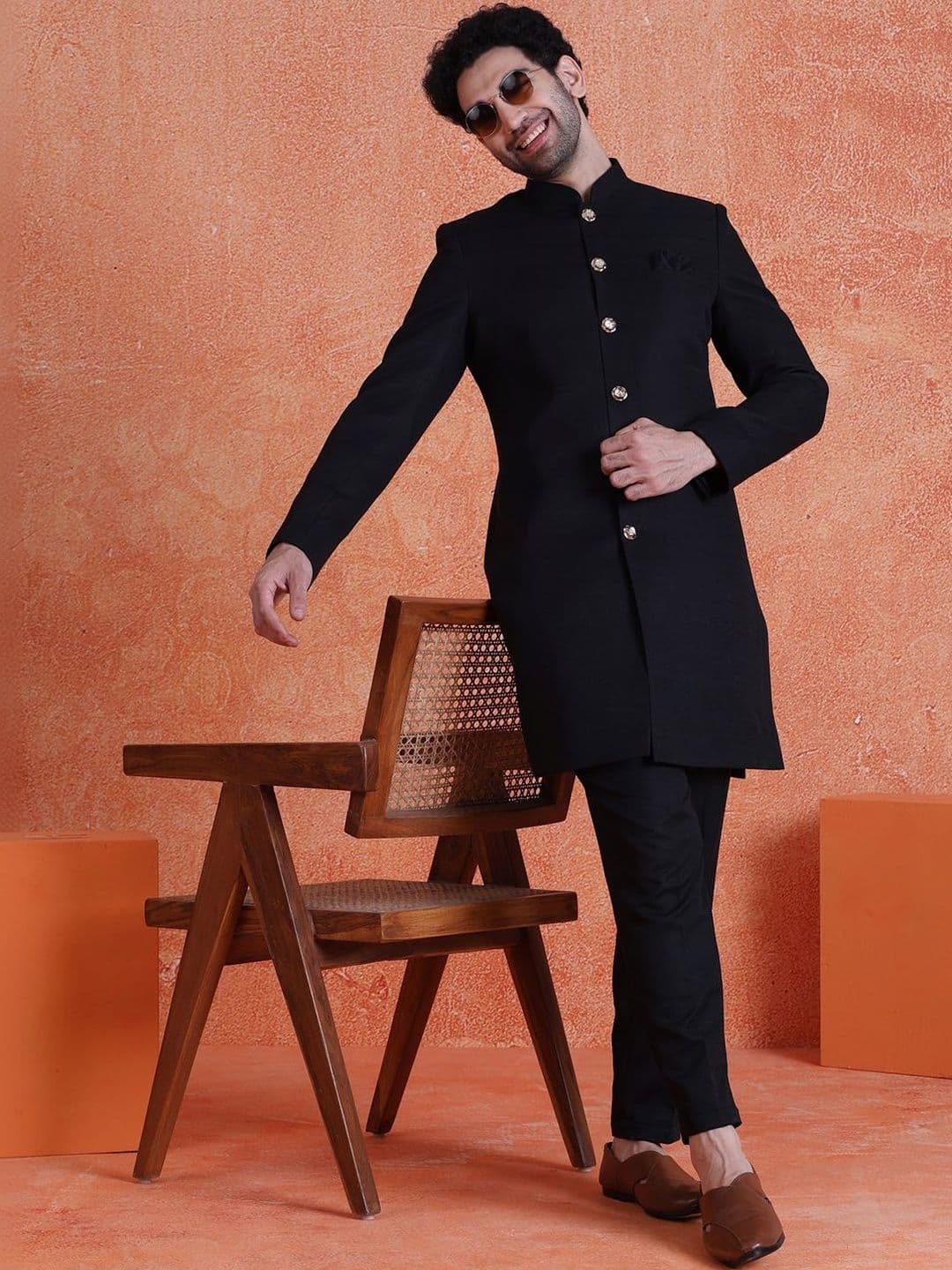 KISAH Mandarin Collar Sherwani - view 1