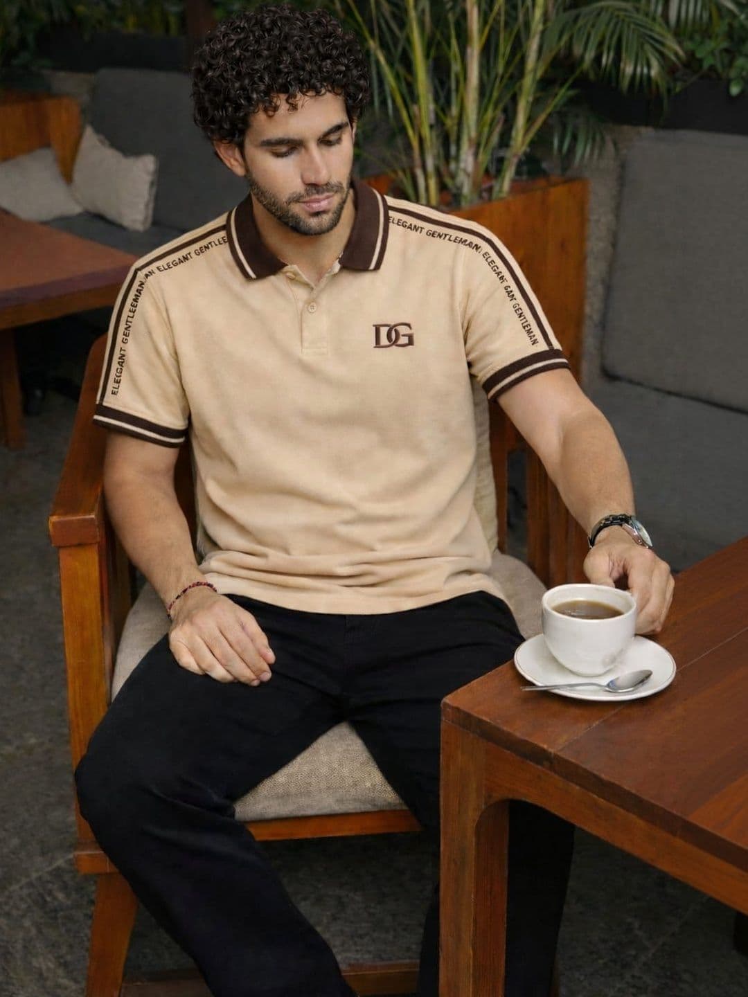 DAMN GUD DG Men Typography Printed Polo Collar T-shirt - view 1