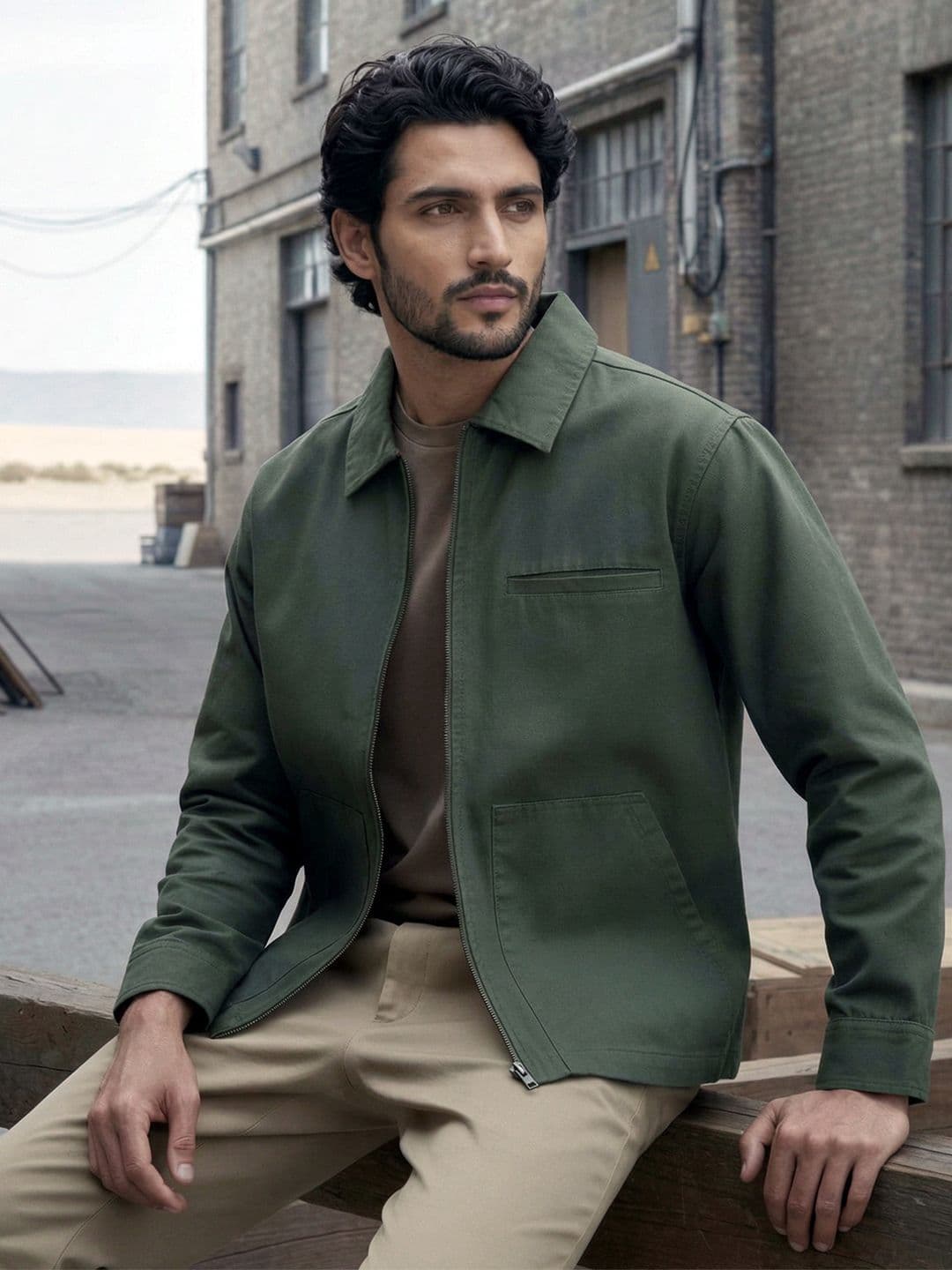 XYXX Men Zip Up Solid Canvas Cotton Boxy Fit Jacket - view 1