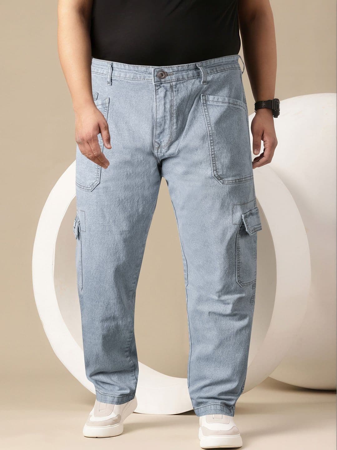 RIG BONE Men Loose Relaxed Fit Mid-Rise Light Fade Stretchable Jeans - view 1