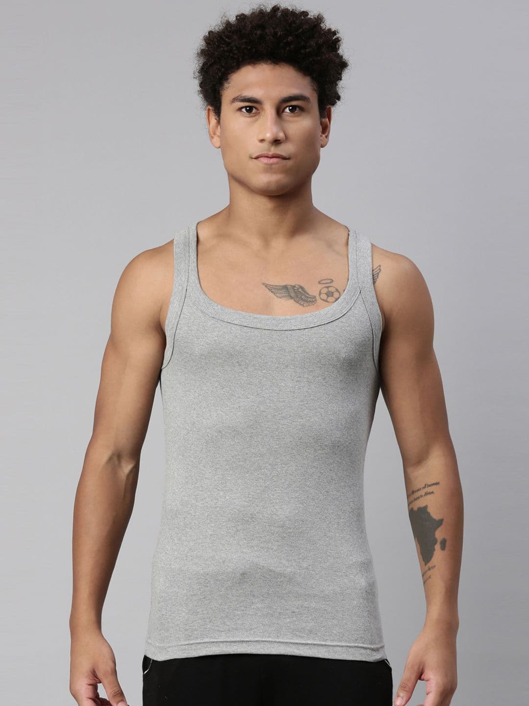 Levis Men Solid Square Neck Sleeveless Pure Cotton Rib Easy Tuck Sports Vest - view 1