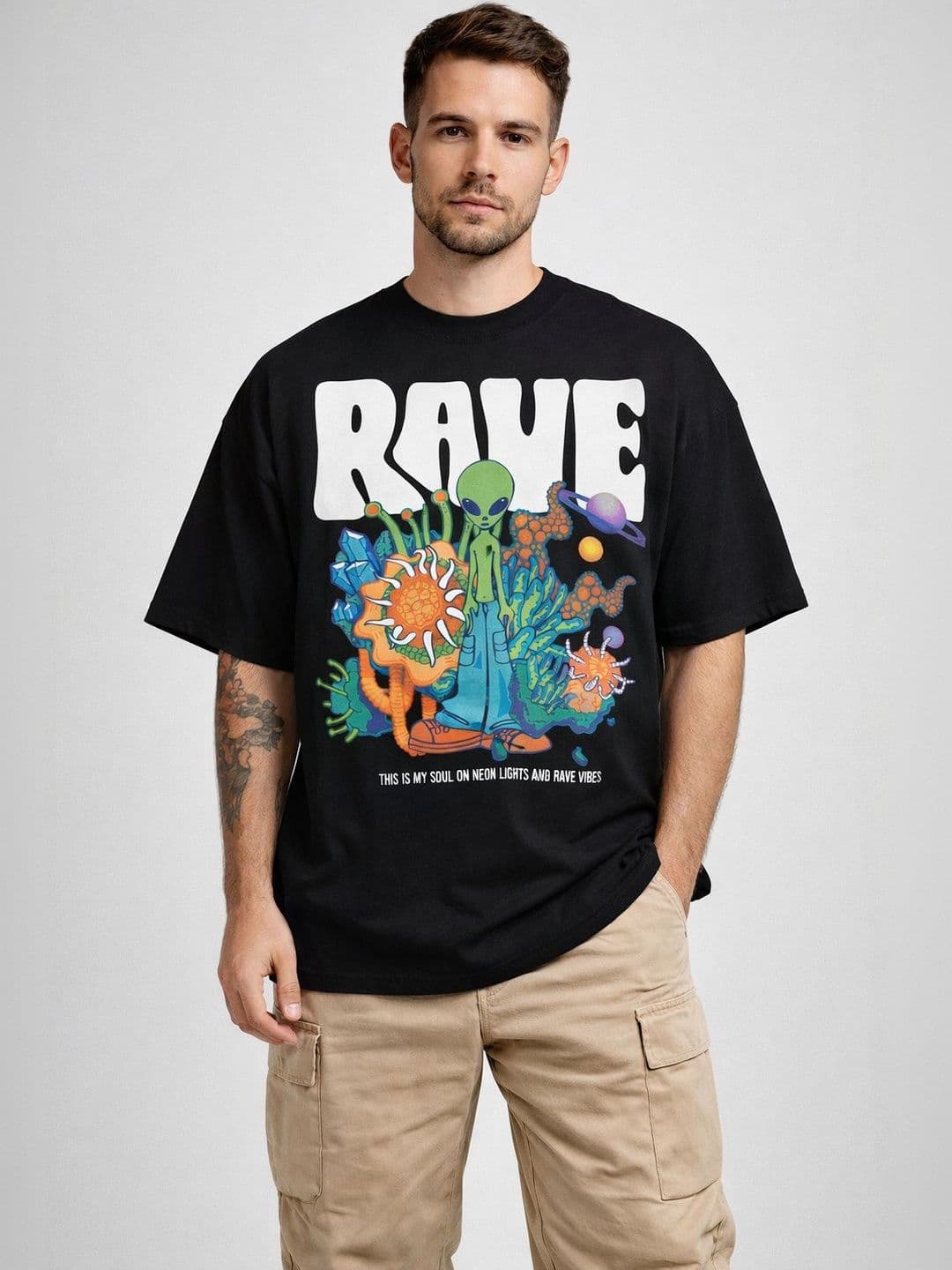 CAPTCHA Men Printed Drop-Shoulder Sleeves T-shirt - view 1