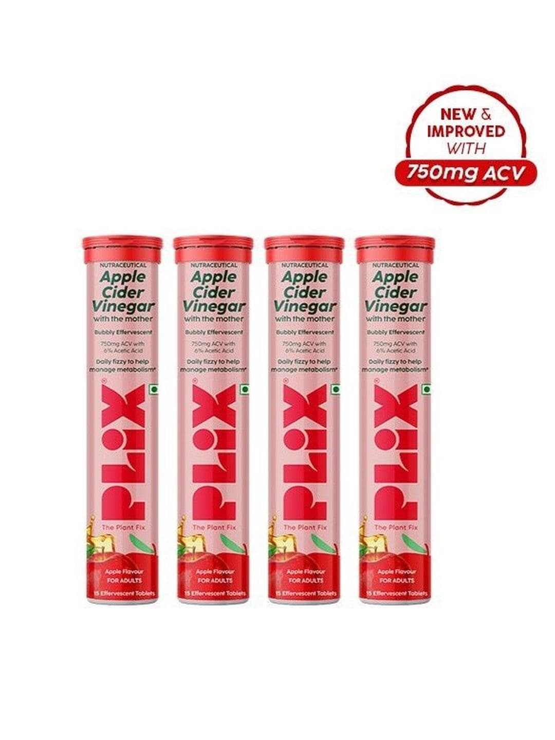PLIX THE PLANT FIX Set Of 4 Apple Cider Vinegar 750mg - 15 Tablets Each - view 1