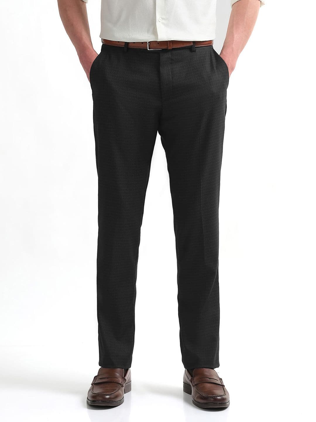 Arrow Men Checked Hudson Tailored Fit Formal Trousers - view 1