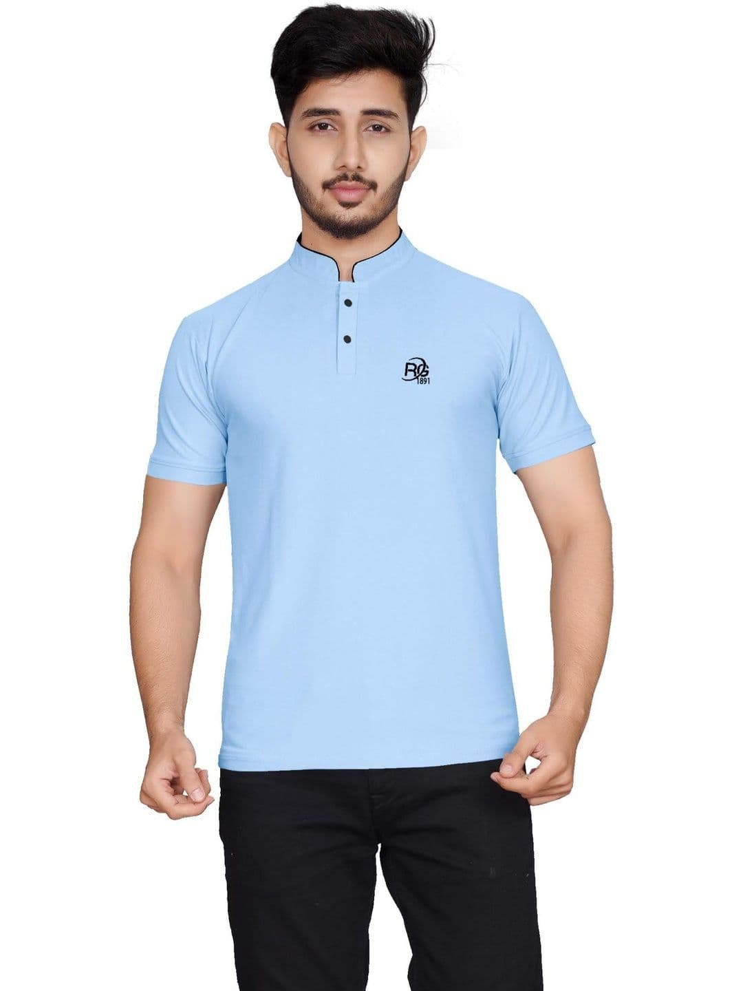 RG Garments Men Brand Logo Henley Neck T-shirt - view 1