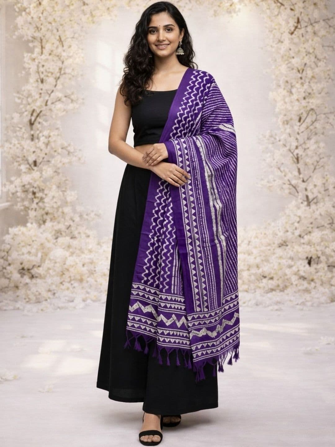 HERE&NOW Ethnic Motifs Printed Dupatta - view 1