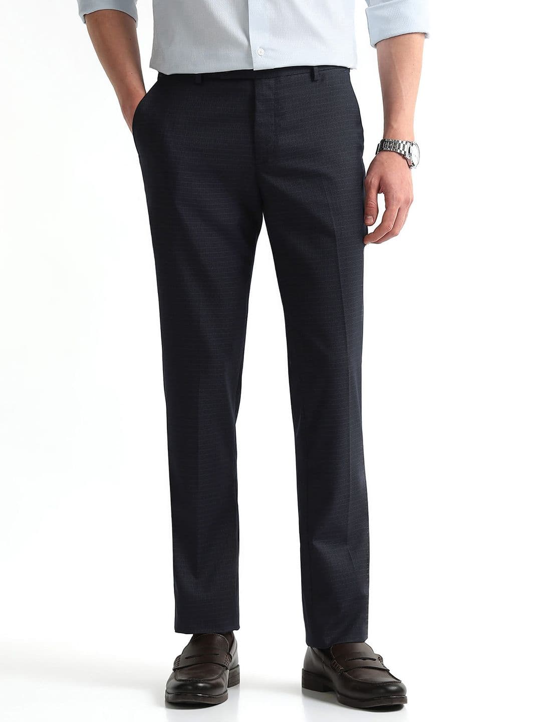 Arrow Men Checked Hudson Tailored Fit Formal Trousers - view 1