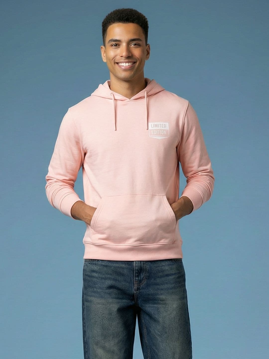 HERE&NOW Hooded Pure Cotton Sweatshirt with Minimal Print - view 1