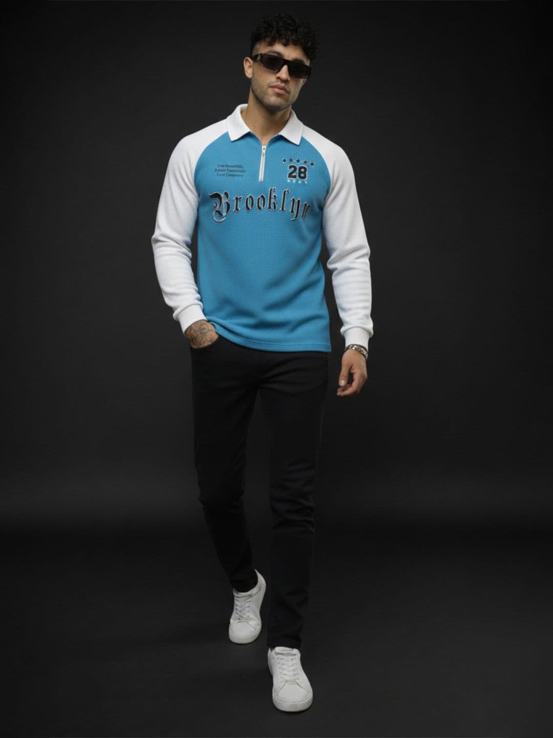 R.Code by The Roadster Life Co. Men Typography Colourblocked Polo Collar Pockets T-shirt - view 1