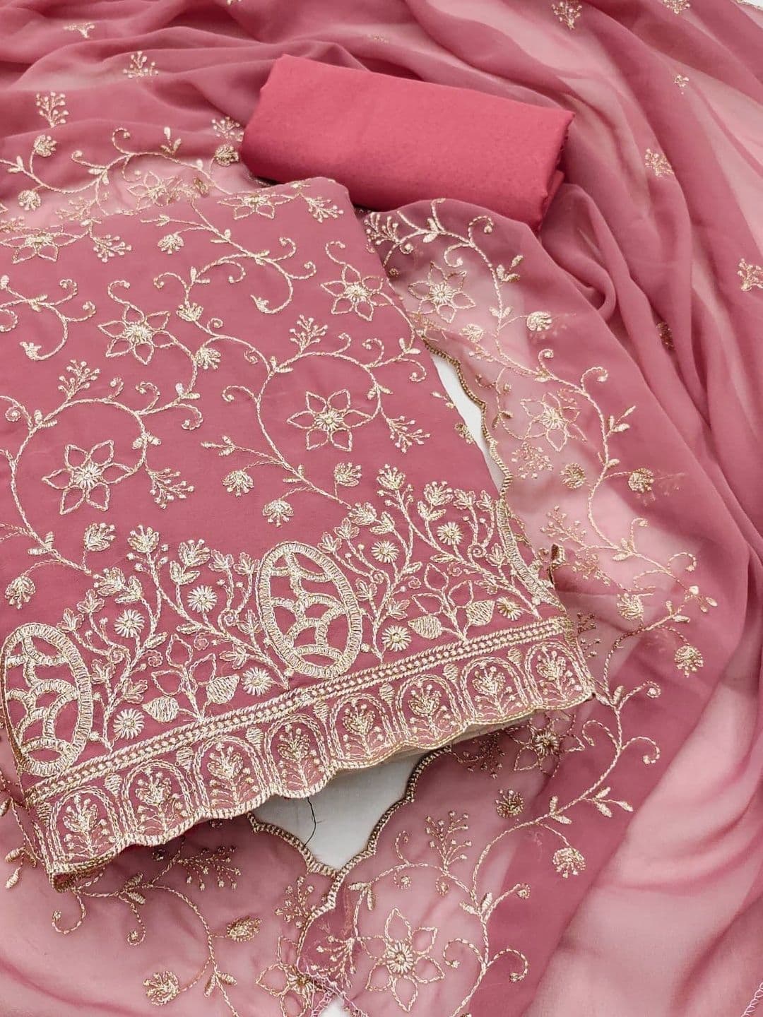 HMP Fashion Embroidered Unstitched Dress Material - view 1
