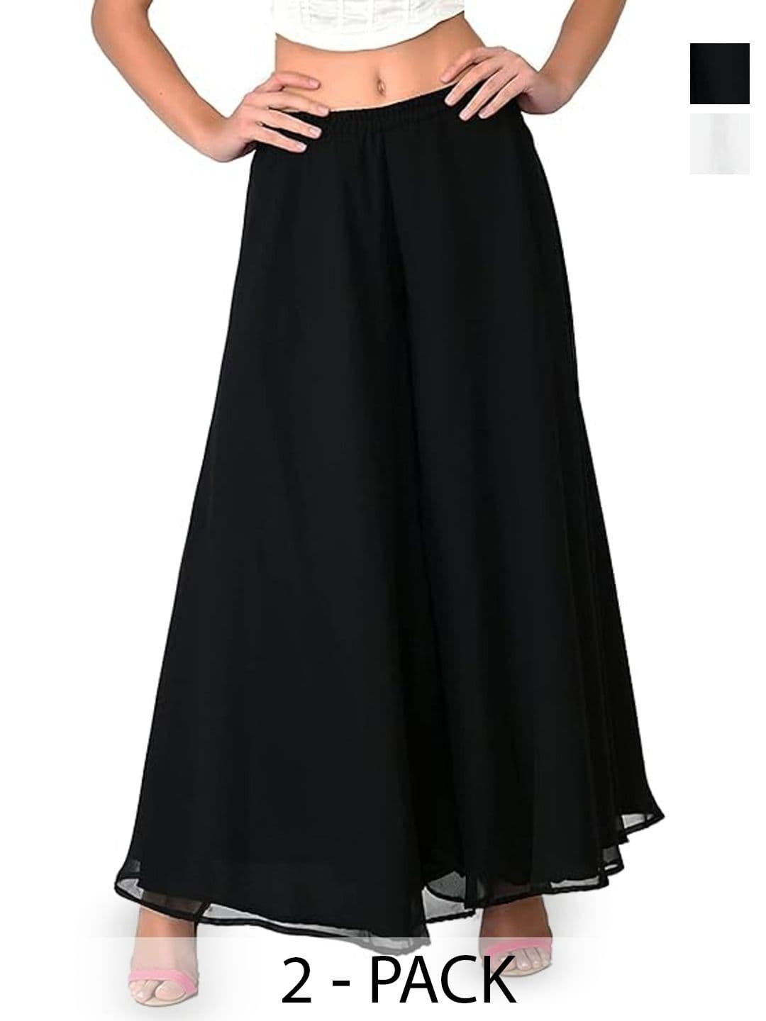ERUDITE CLUB Women 2 Flared Georgette Ethnic Palazzos - view 1