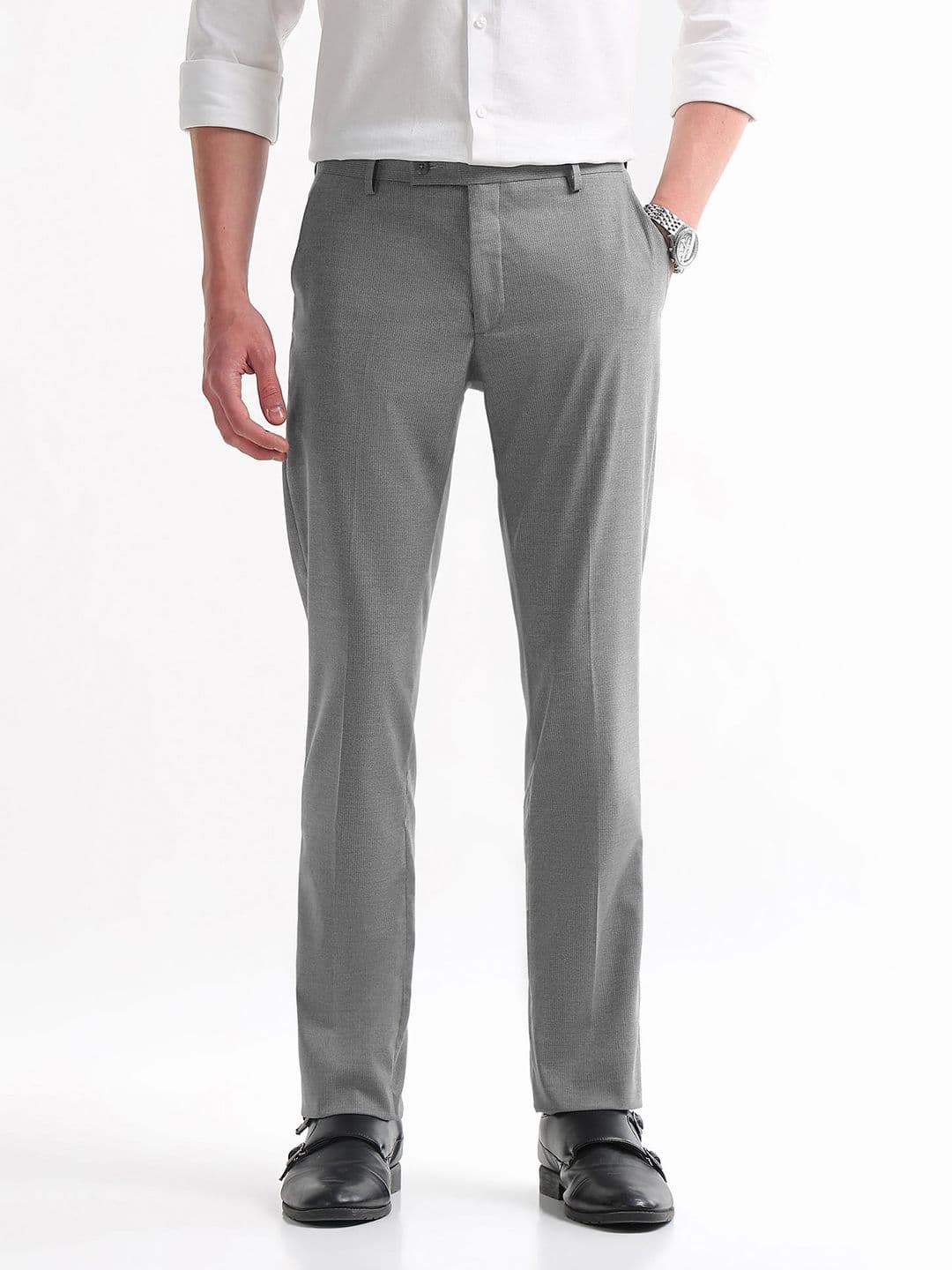 Arrow Men Hudson Tailored Fit Striped Formal Trousers - view 1
