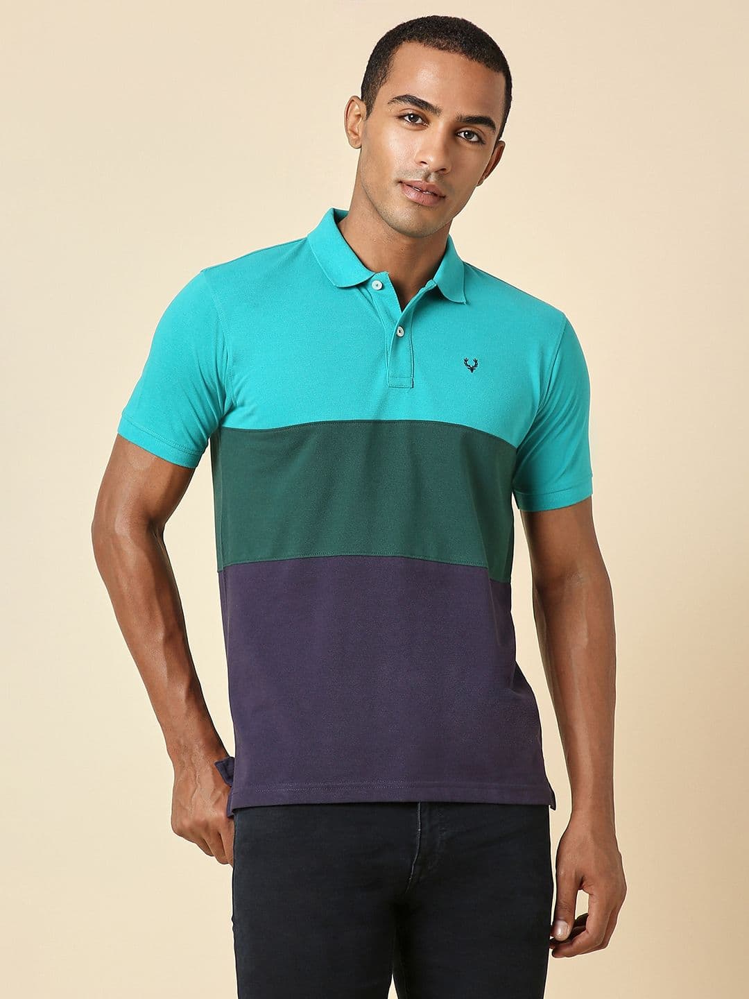 Allen Solly Colourblocked Polo Collar T-shirt - view 1