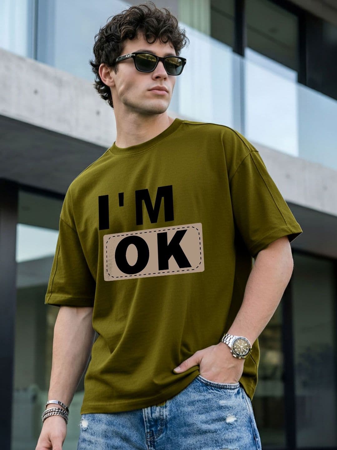 AUSK Men Typography Printed Drop-Shoulder Sleeves T-shirt - view 1