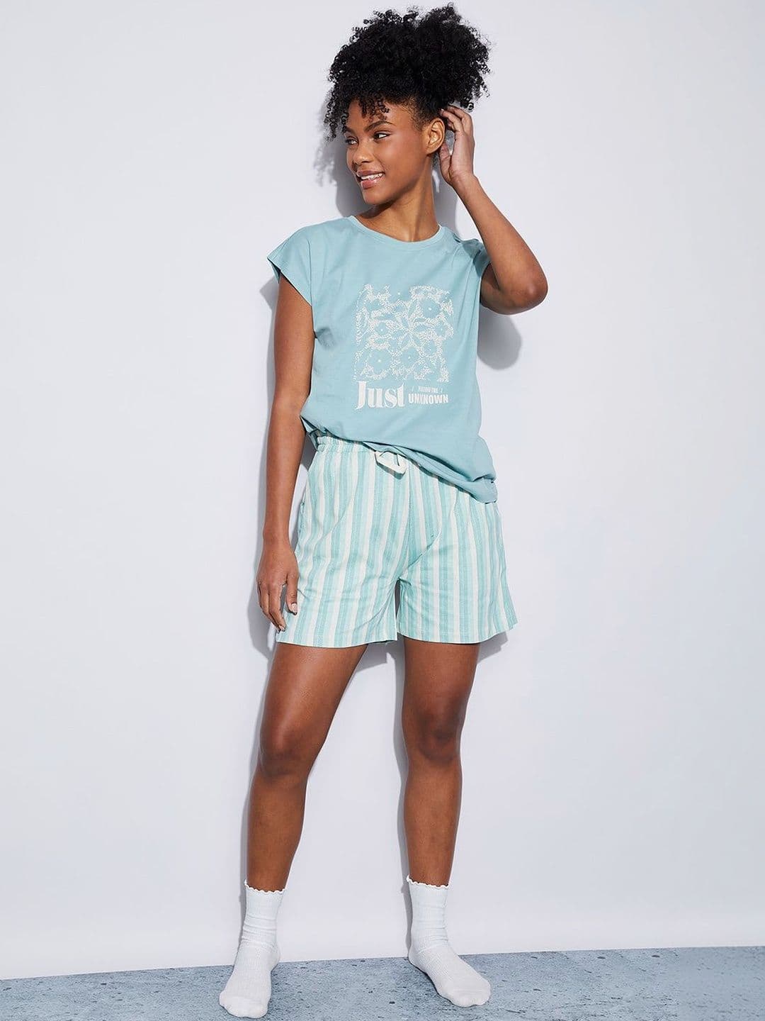 Ginger by Lifestyle Women Striped Lounge Shorts - view 1
