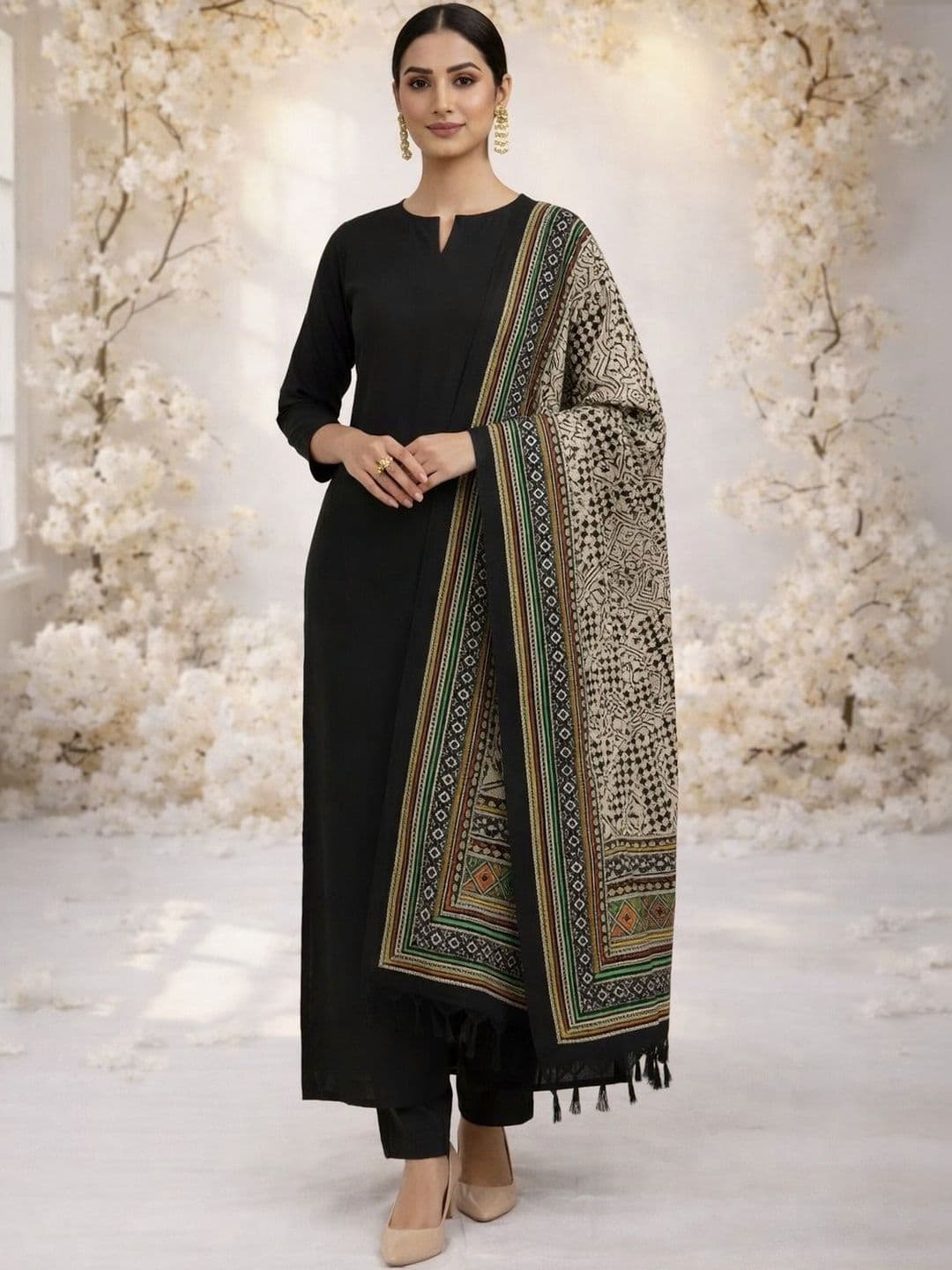 HERE&NOW Ethnic Motifs Printed Dupatta - view 1