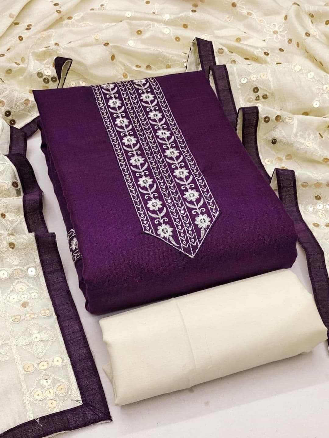 Dhaaga Ghar Embroidered Unstitched Dress Material - view 1