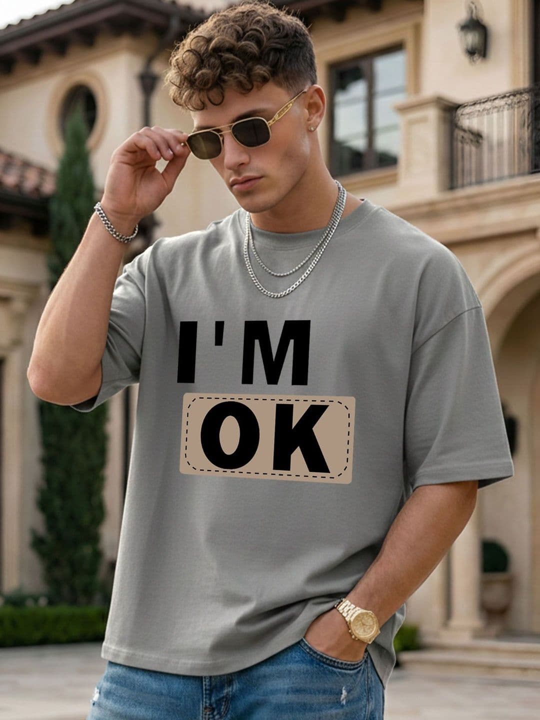 AUSK Men Typography Printed Drop-Shoulder Sleeves T-shirt - view 1