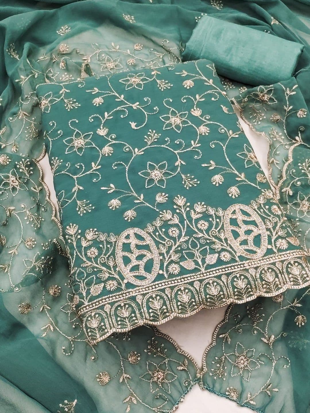 HMP Fashion Embroidered Unstitched Dress Material - view 1