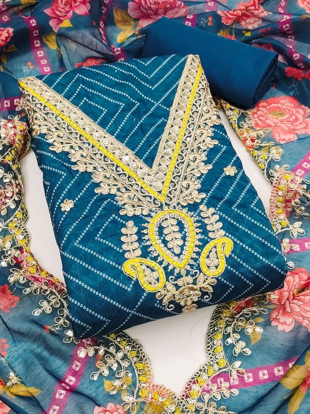 Dhaaga Ghar Embroidered Unstitched Dress Material - view 1