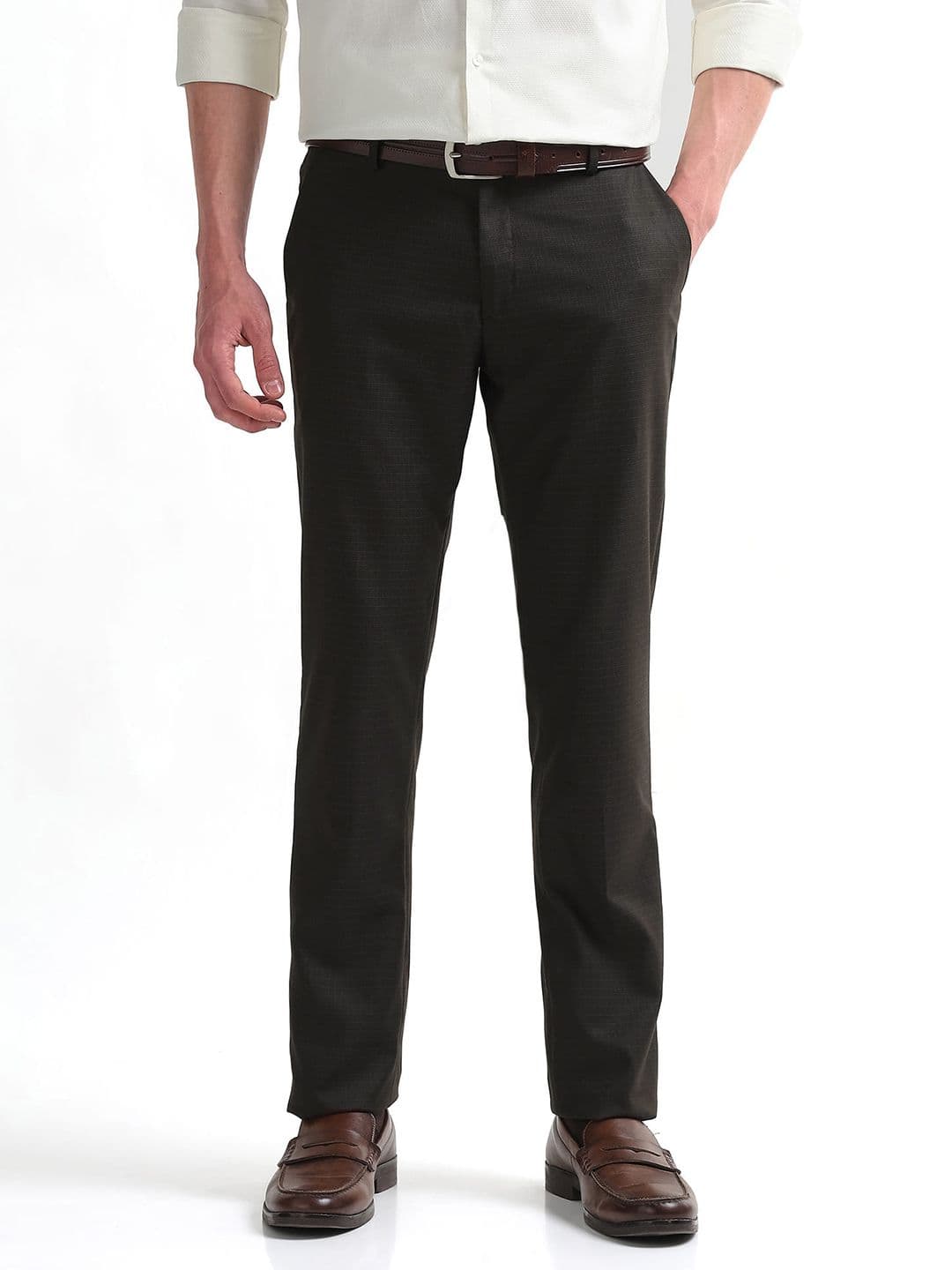 Arrow Men Checked Hudson Tailored Fit Formal Trousers - view 1