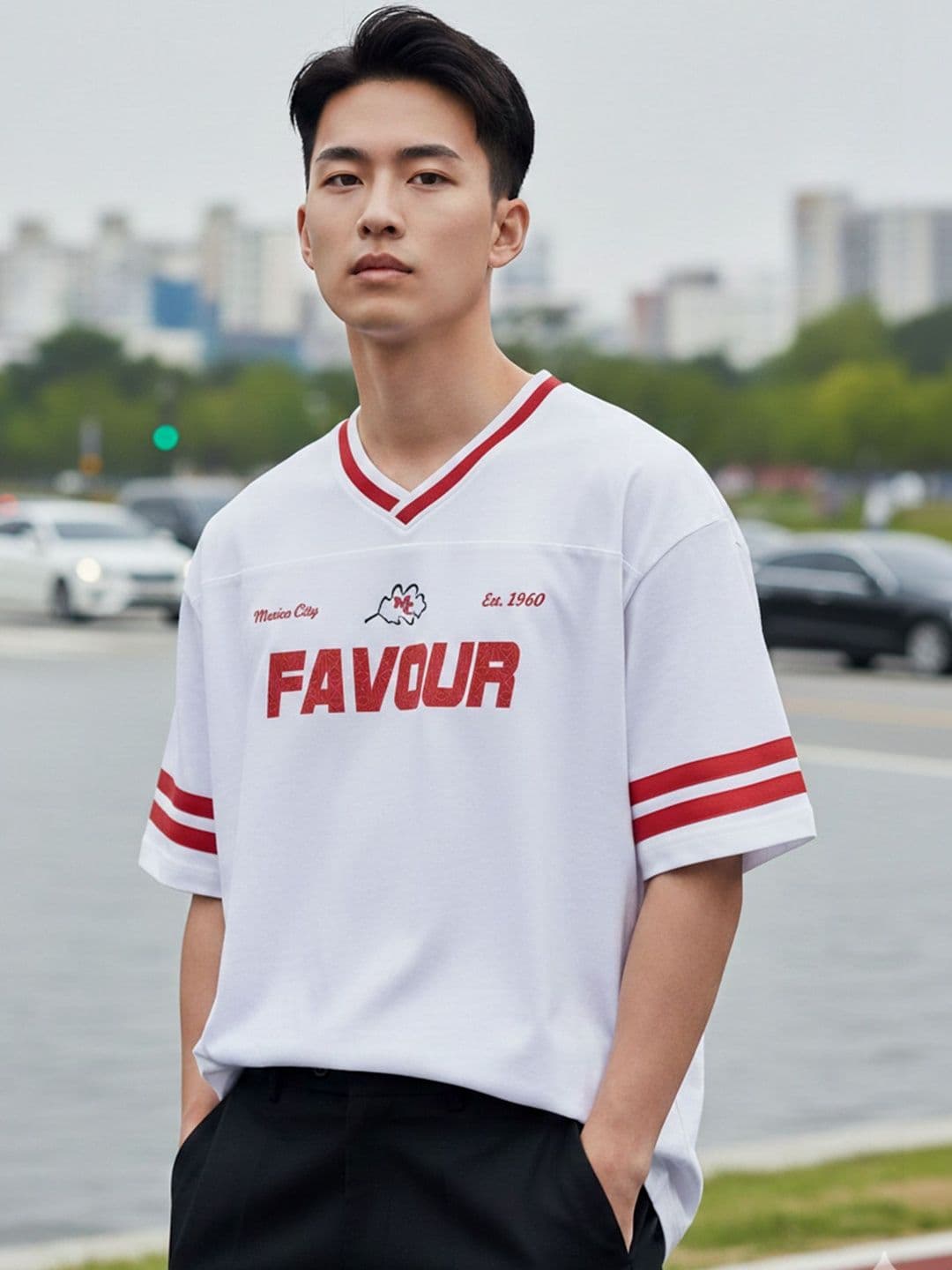 JUMPCUTS Men Typography Printed V-Neck T-shirt - view 1