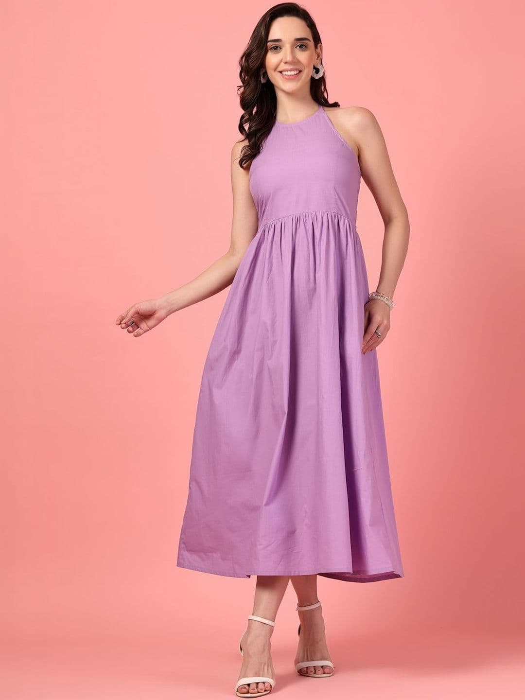 GULABiDRESS Halter Neck Fit & Flare Midi Dress - view 1