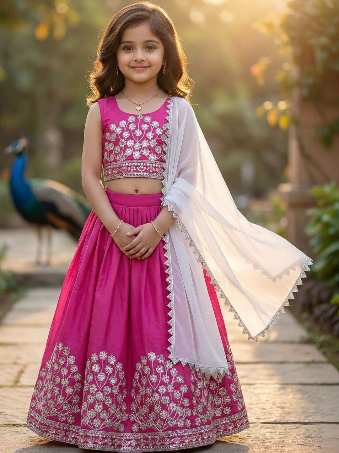 KALINI Girls Embellished Sequinned Ready to Wear Lehenga & Blouse With Dupatta - view 1