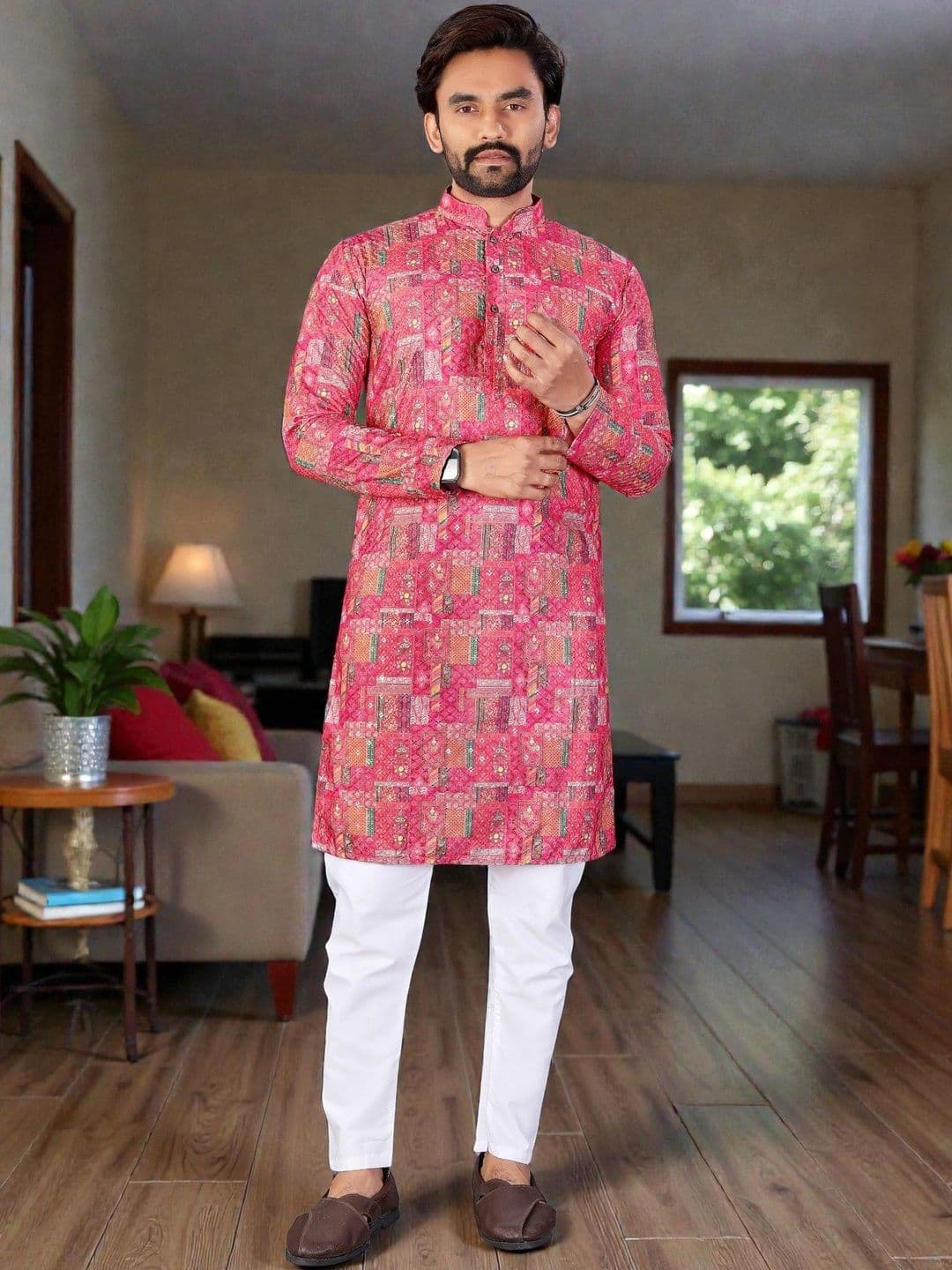 MAITHILI CREATION Men Embroidered Chikankari Kurta - view 1