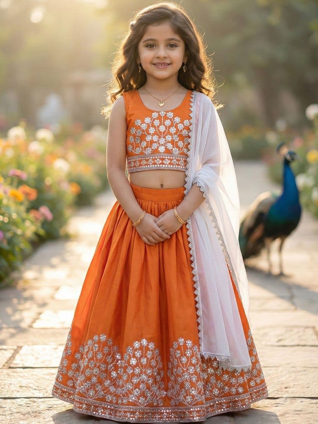KALINI Girls Embellished Sequinned Ready to Wear Lehenga & Blouse With Dupatta - view 1