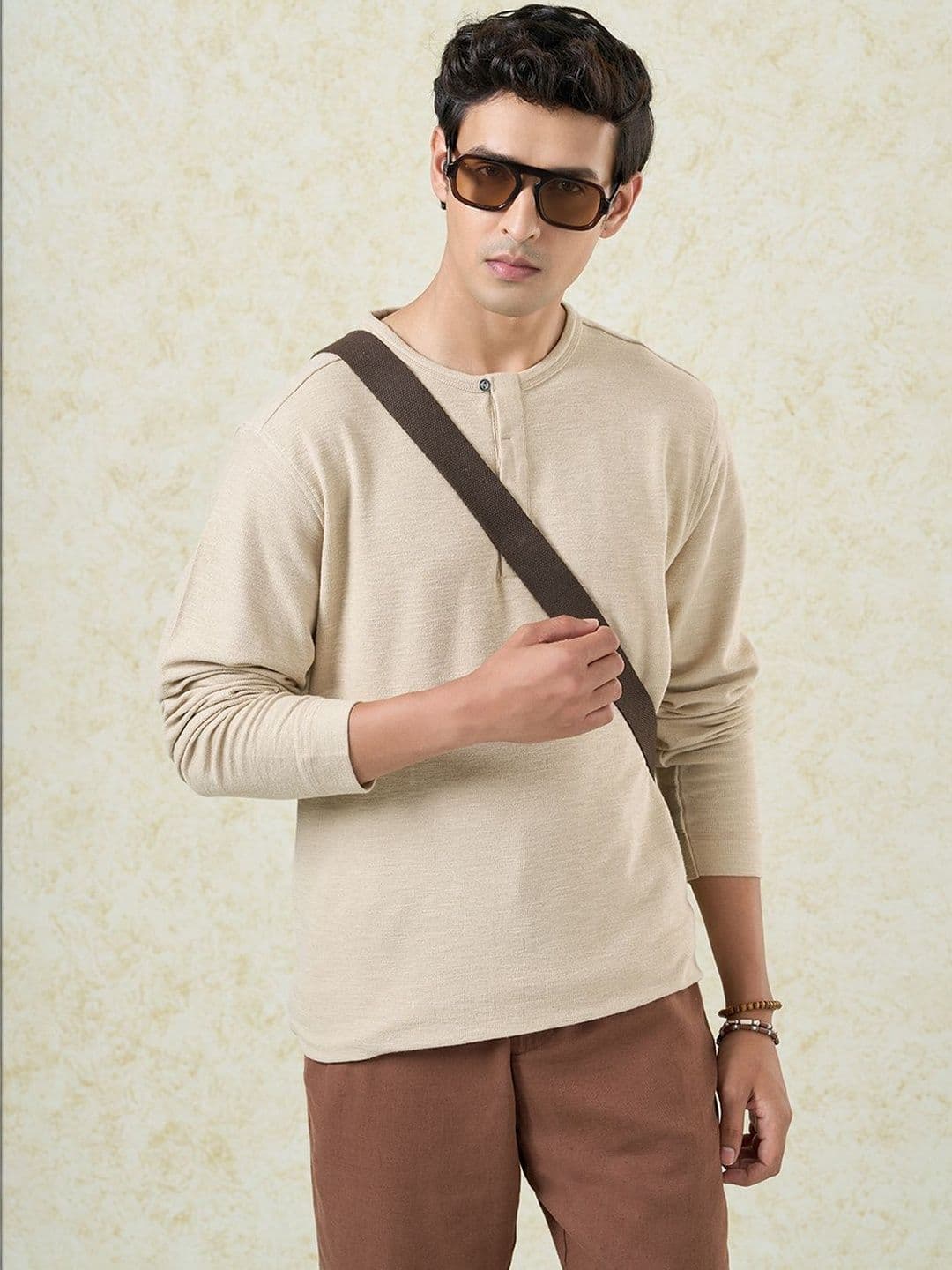 7 Alt by Pantaloons Men Henley Neck T-shirt - view 1