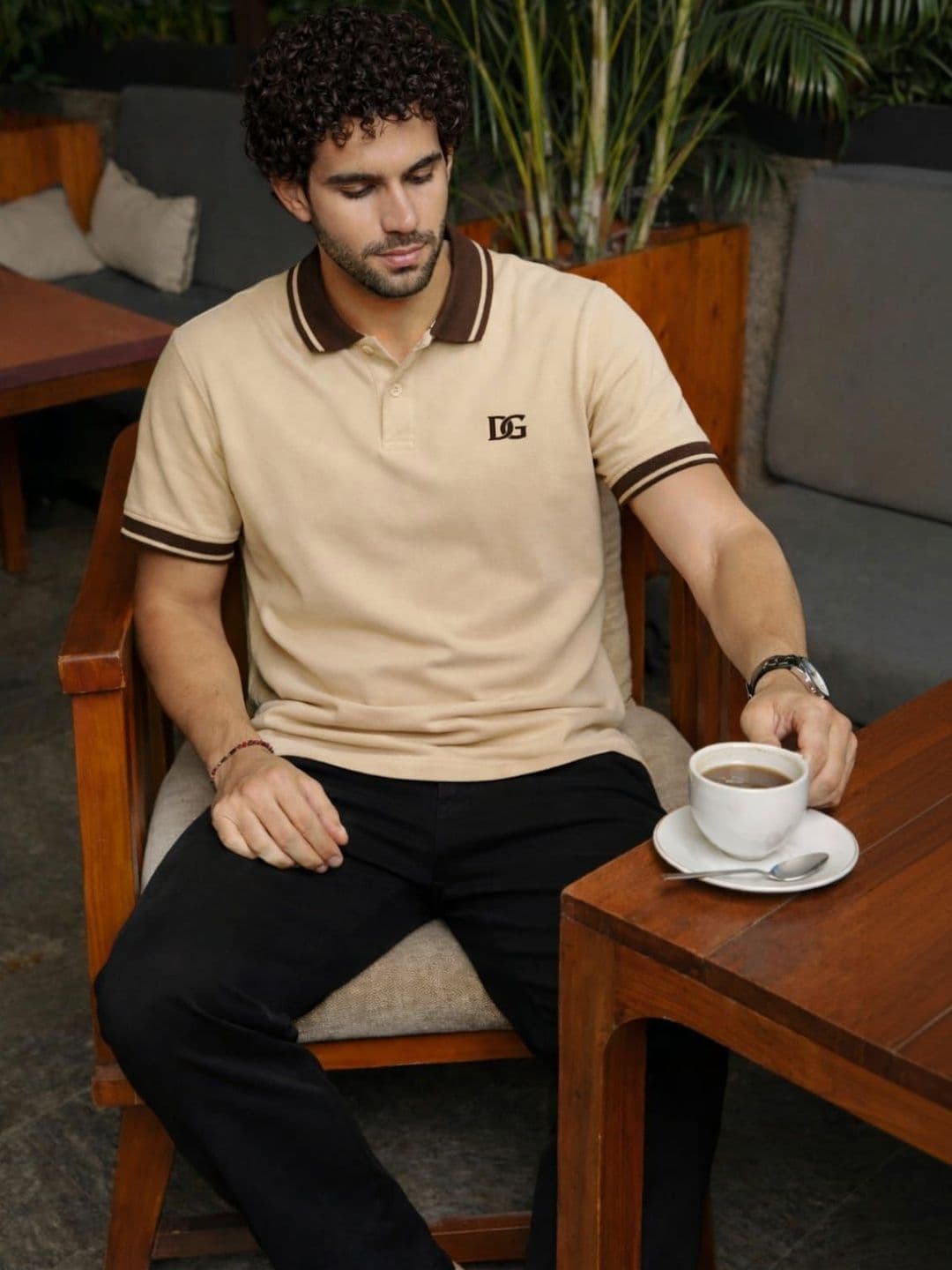 DAMN GUD DG Men Brand Logo Polo Collar T-shirt - view 1