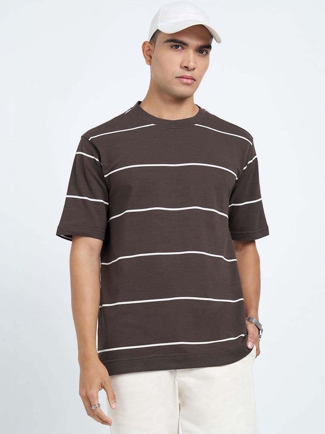 Peregrine by Pantaloons Men Striped T-shirt - view 1