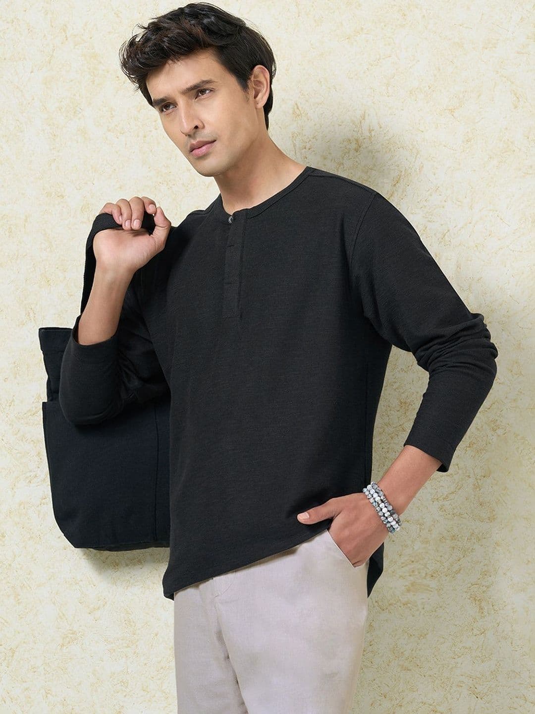7 Alt by Pantaloons Men Henley Neck T-shirt - view 1
