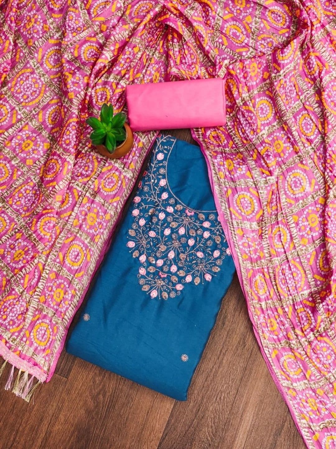 Dhaaga Ghar Embroidered Unstitched Dress Material - view 1