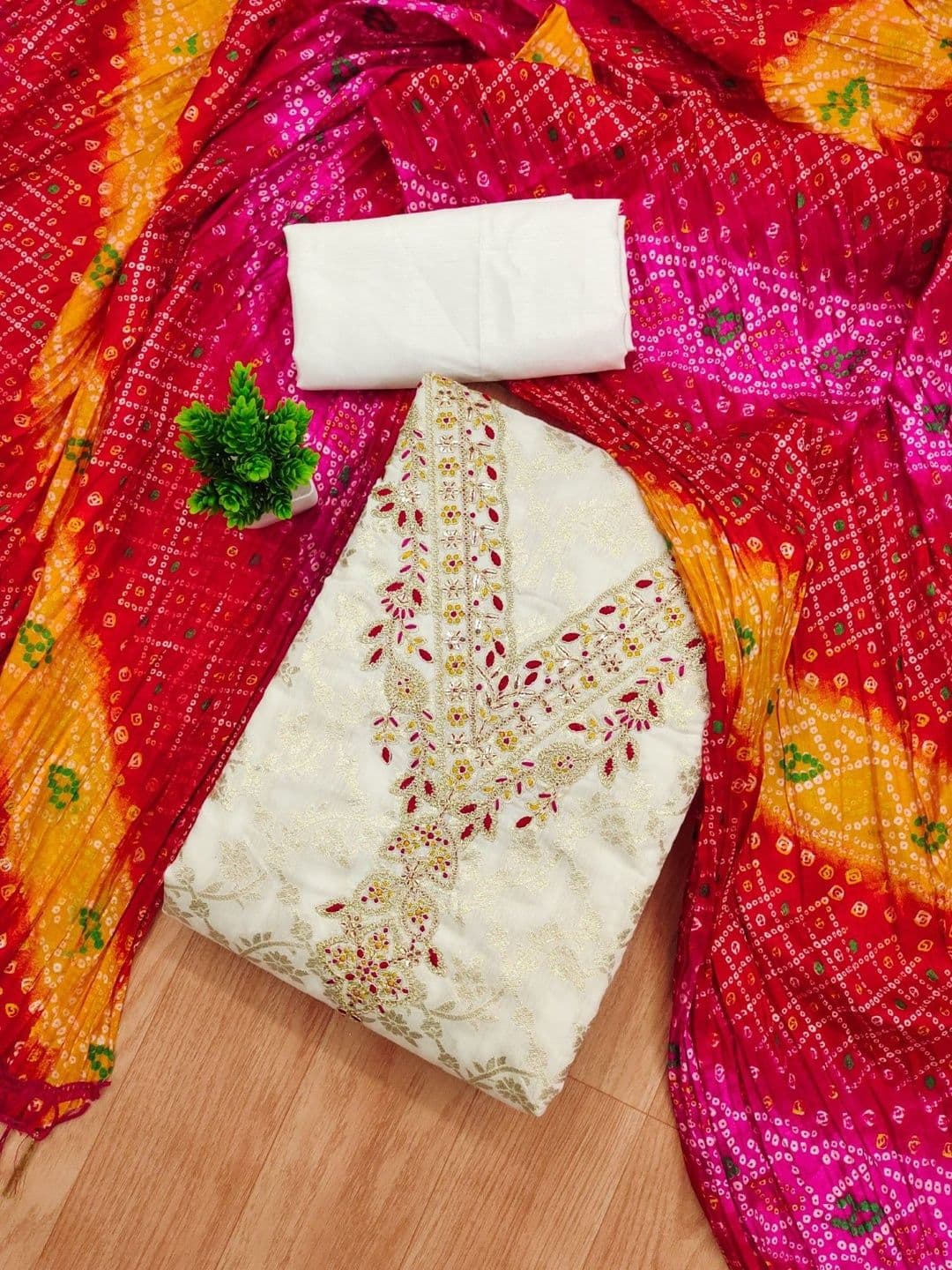Dhaaga Ghar Embroidered Unstitched Dress Material - view 1