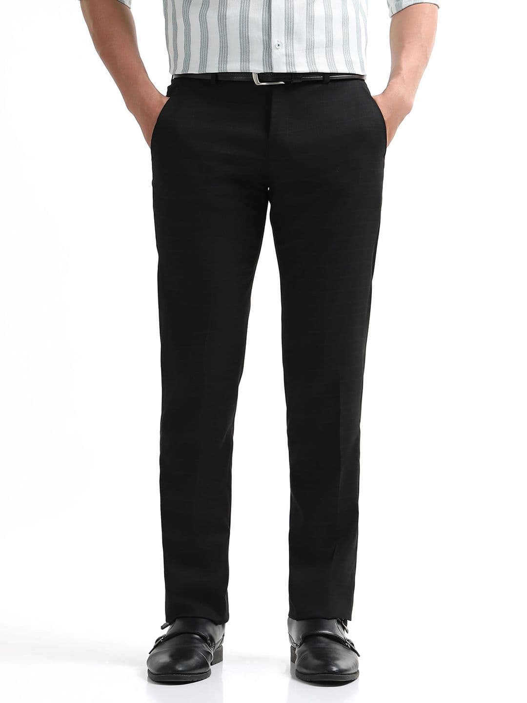 Arrow Men Hudson Tailored Fit Checked Formal Trousers - view 1