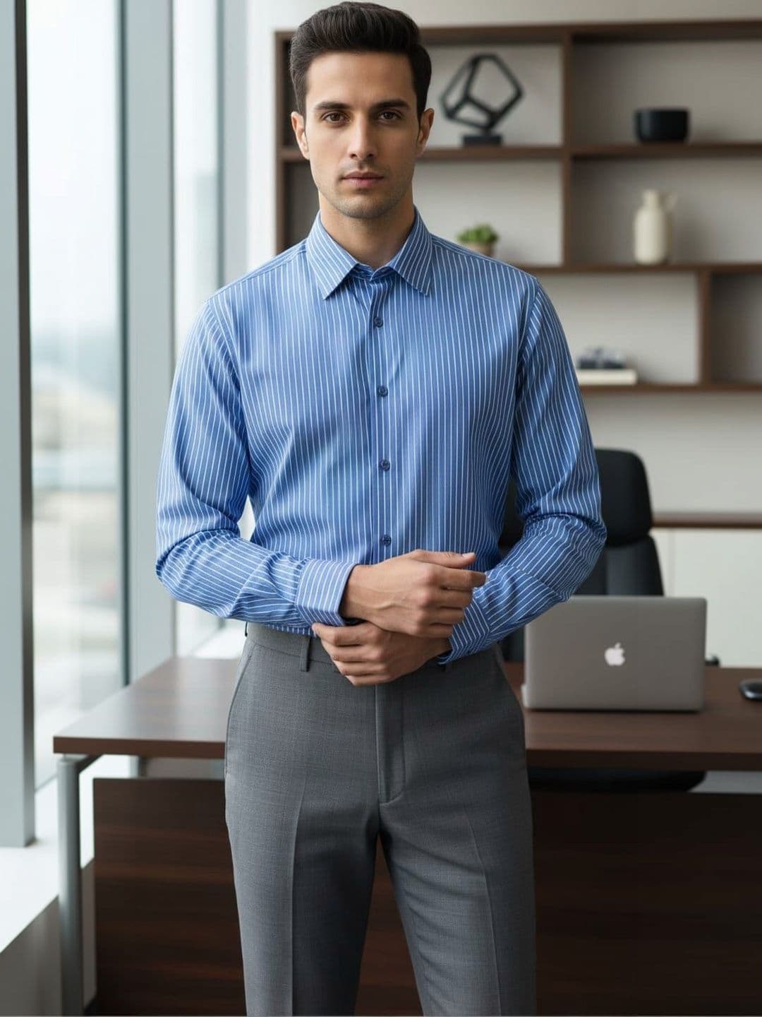 THE SHIRT CODE Men Slim Fit Striped Formal Shirt - view 1