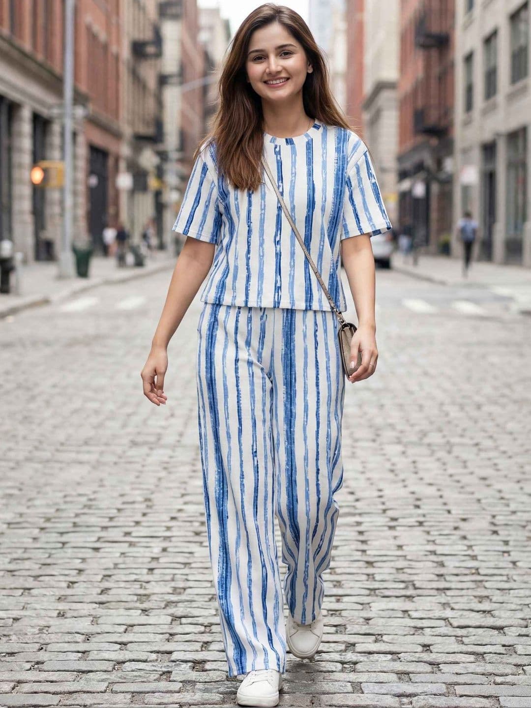 BLACK ROSSY Striped Top with Palazzos - view 1