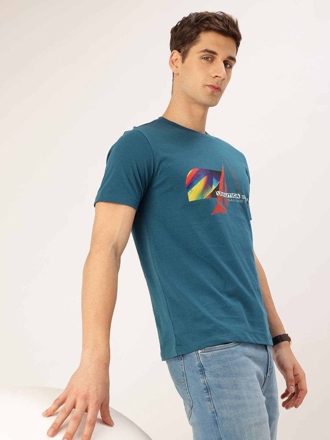 Nautica Brand Logo Printed Pure Cotton T-shirt - view 1