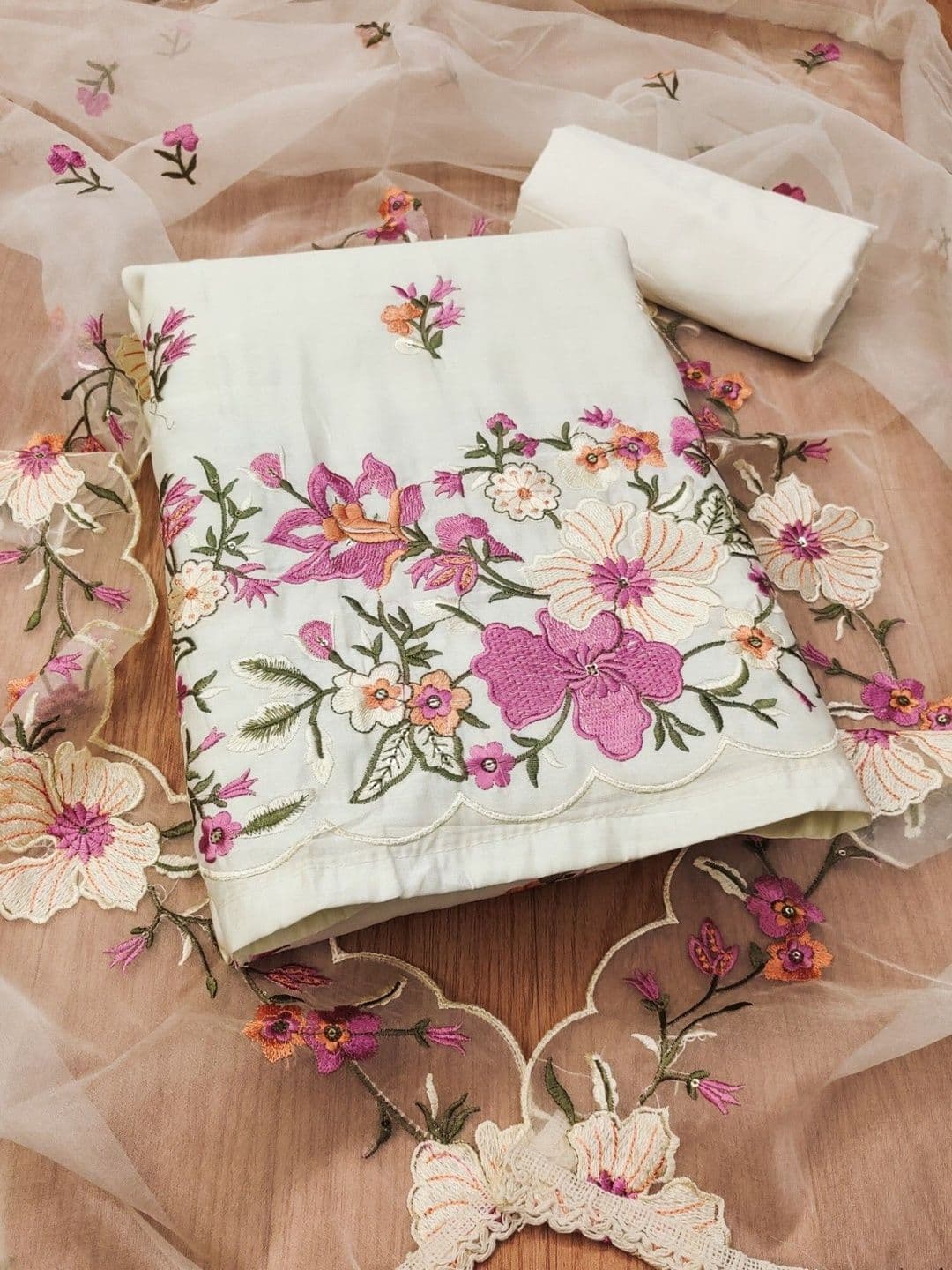 Dhaaga Ghar Embroidered Pure Cotton Unstitched Dress Material - view 1