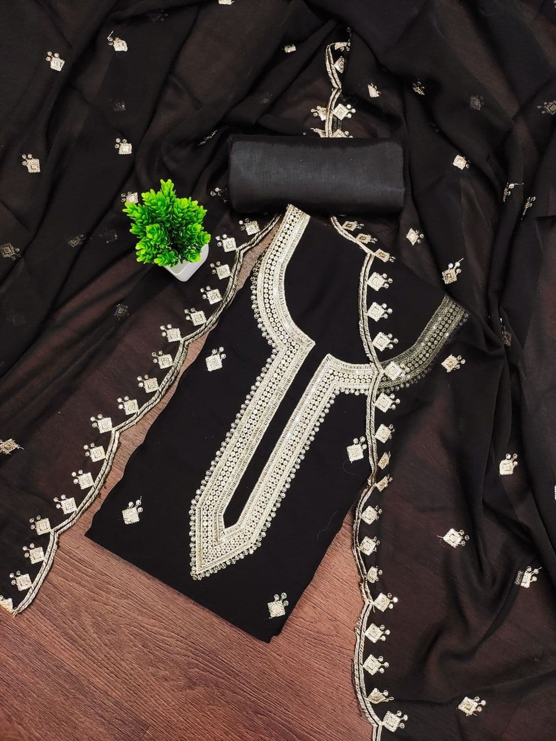 Dhaaga Ghar Embroidered Unstitched Dress Material - view 1