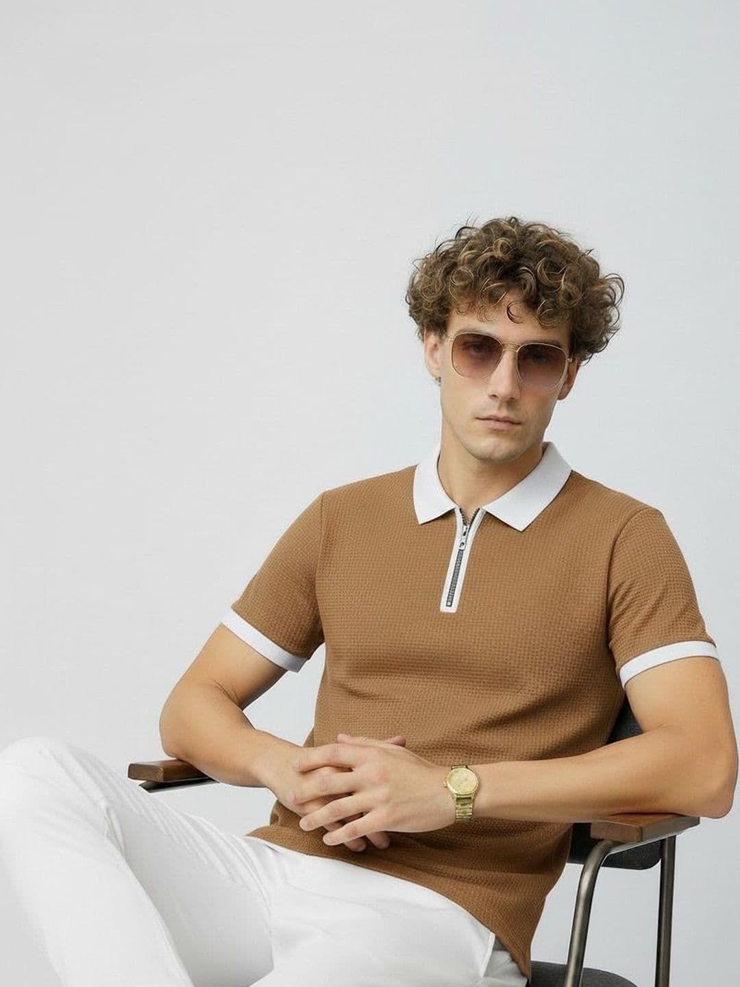 R.Code by The Roadster Life Co. Men Polo Collar T-shirt - view 1