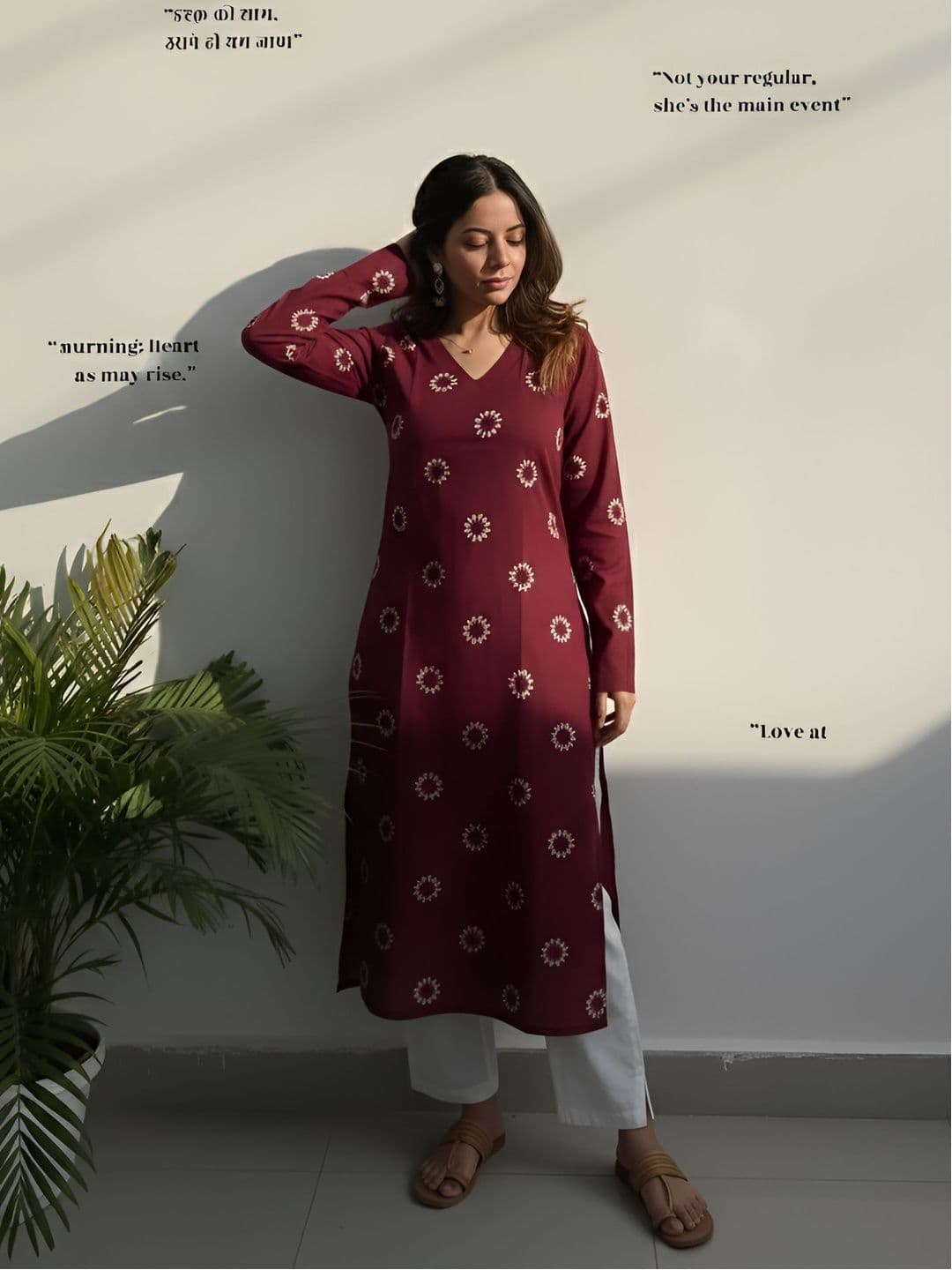 SAICHA Floral Printed V-Neck Kurti - view 1