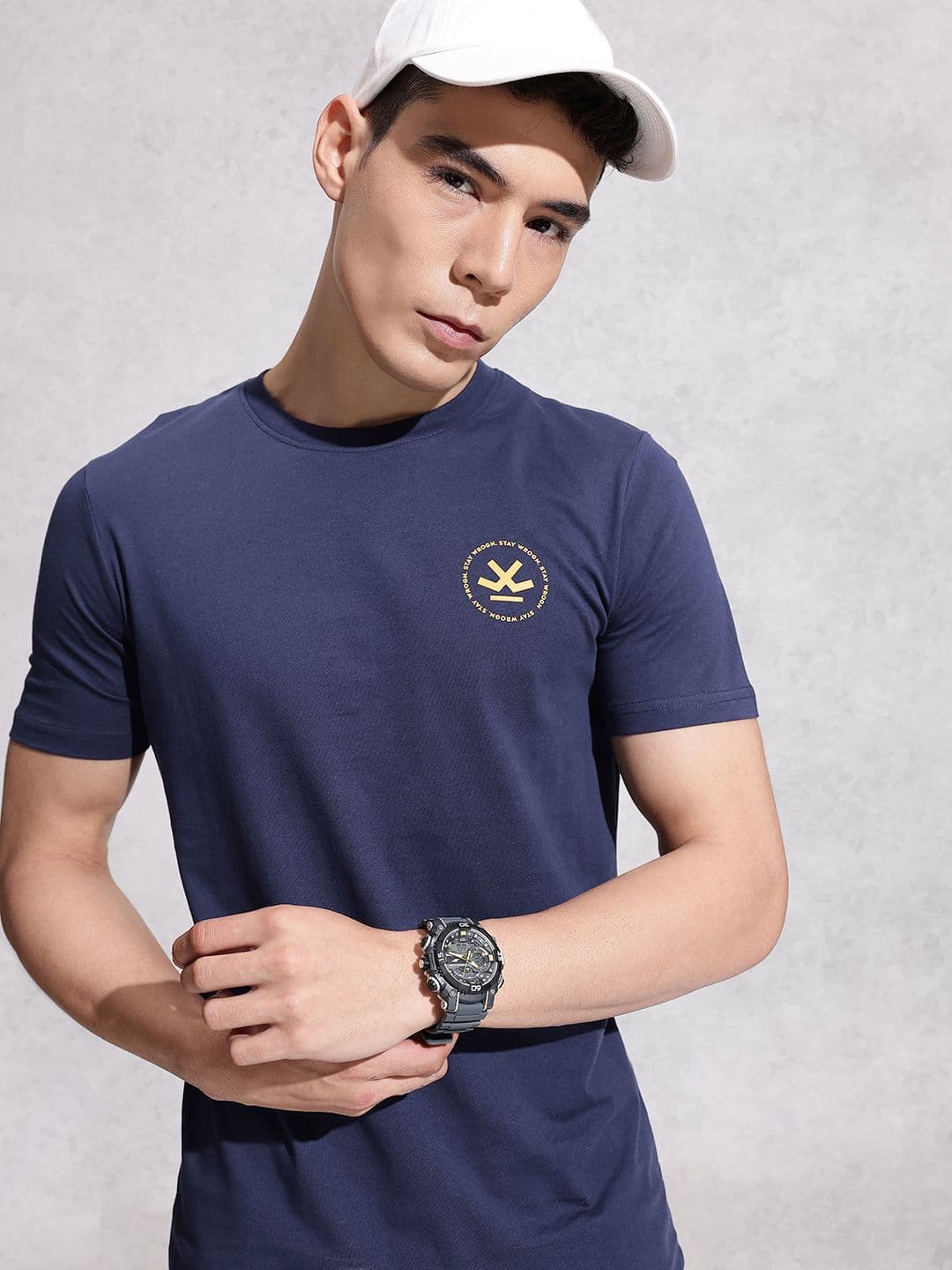 WROGN Brand Logo Printed Pure Cotton Slim Fit T-shirt - view 1