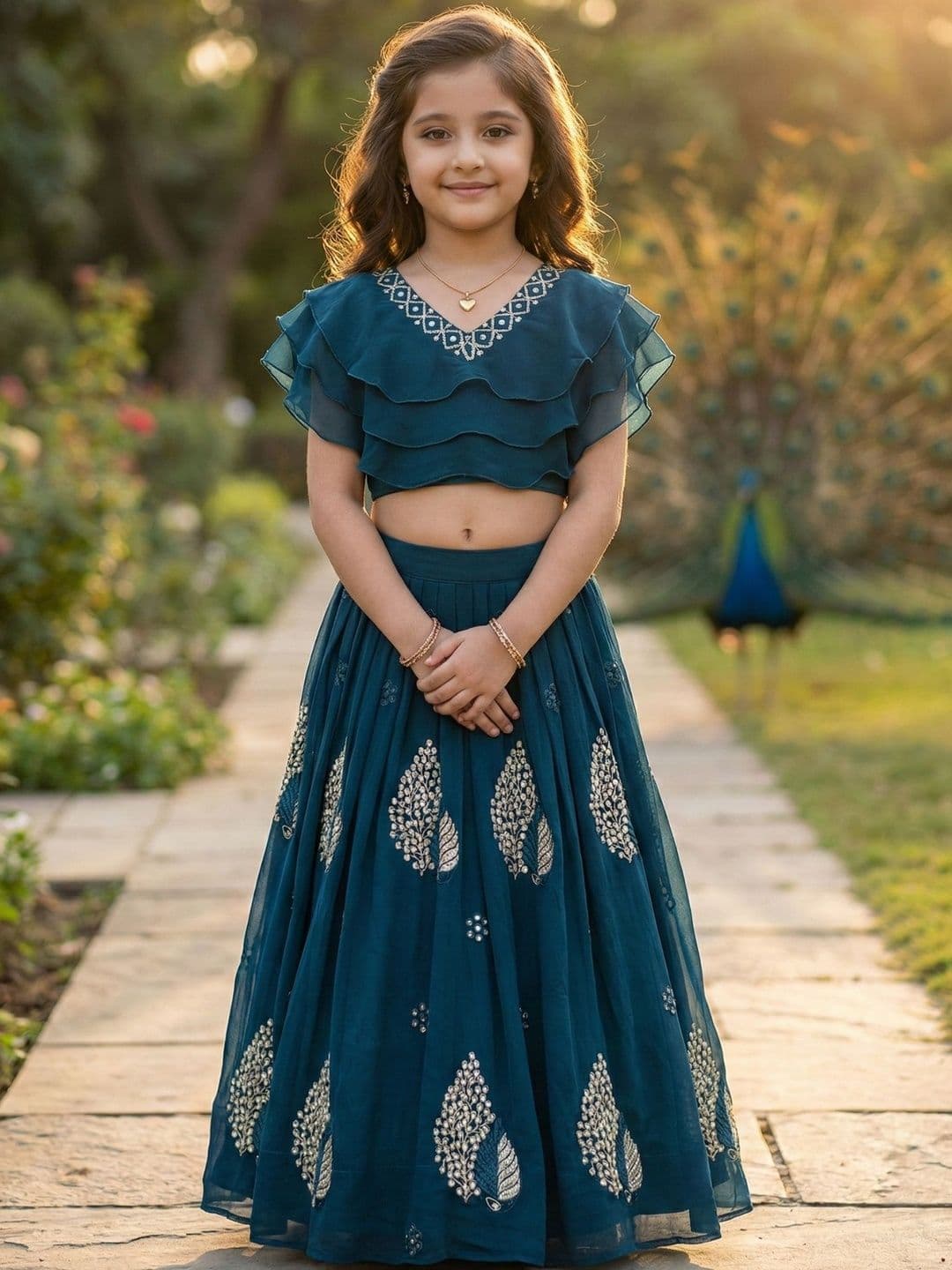 KALINI Girls Embellished Sequinned Ready to Wear Lehenga & - view 1