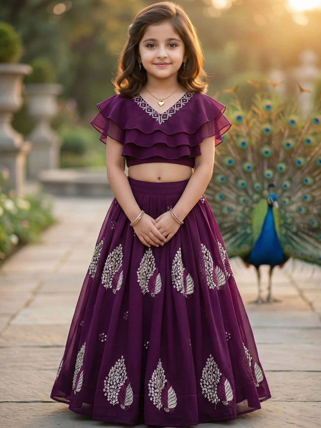 KALINI Girls Embellished Sequinned Ready to Wear Lehenga & - view 1
