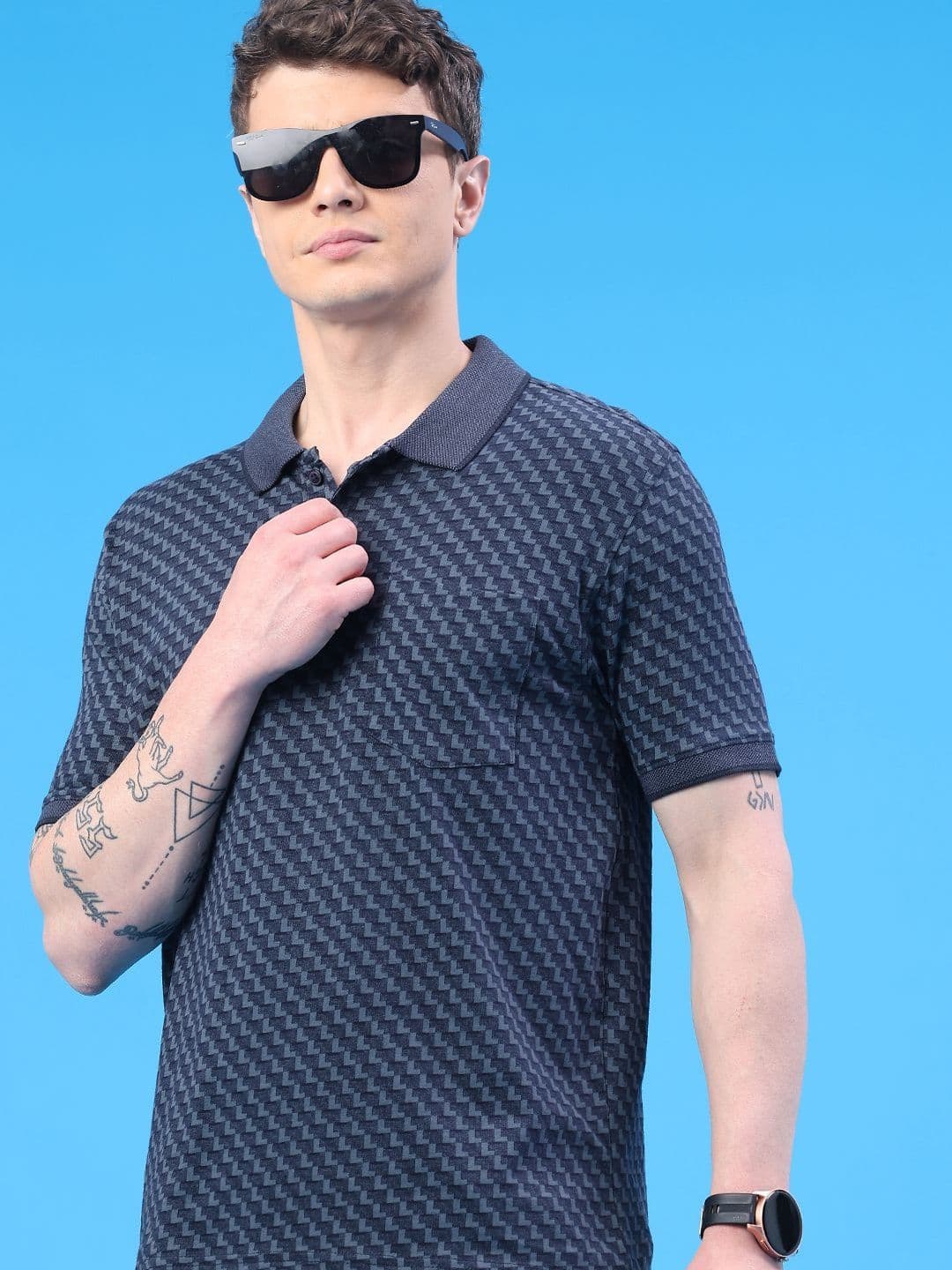 V-Mart Men Printed Polo Collar T-shirt - view 1