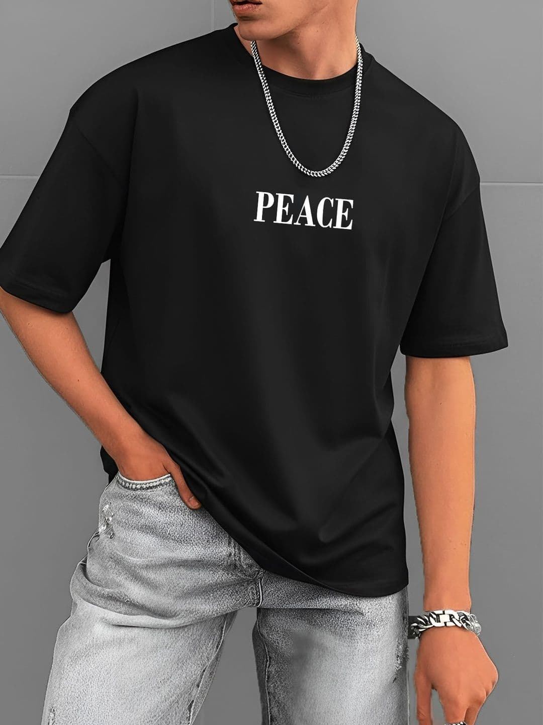 AUSK Men Printed Drop-Shoulder Sleeves T-shirt - view 1