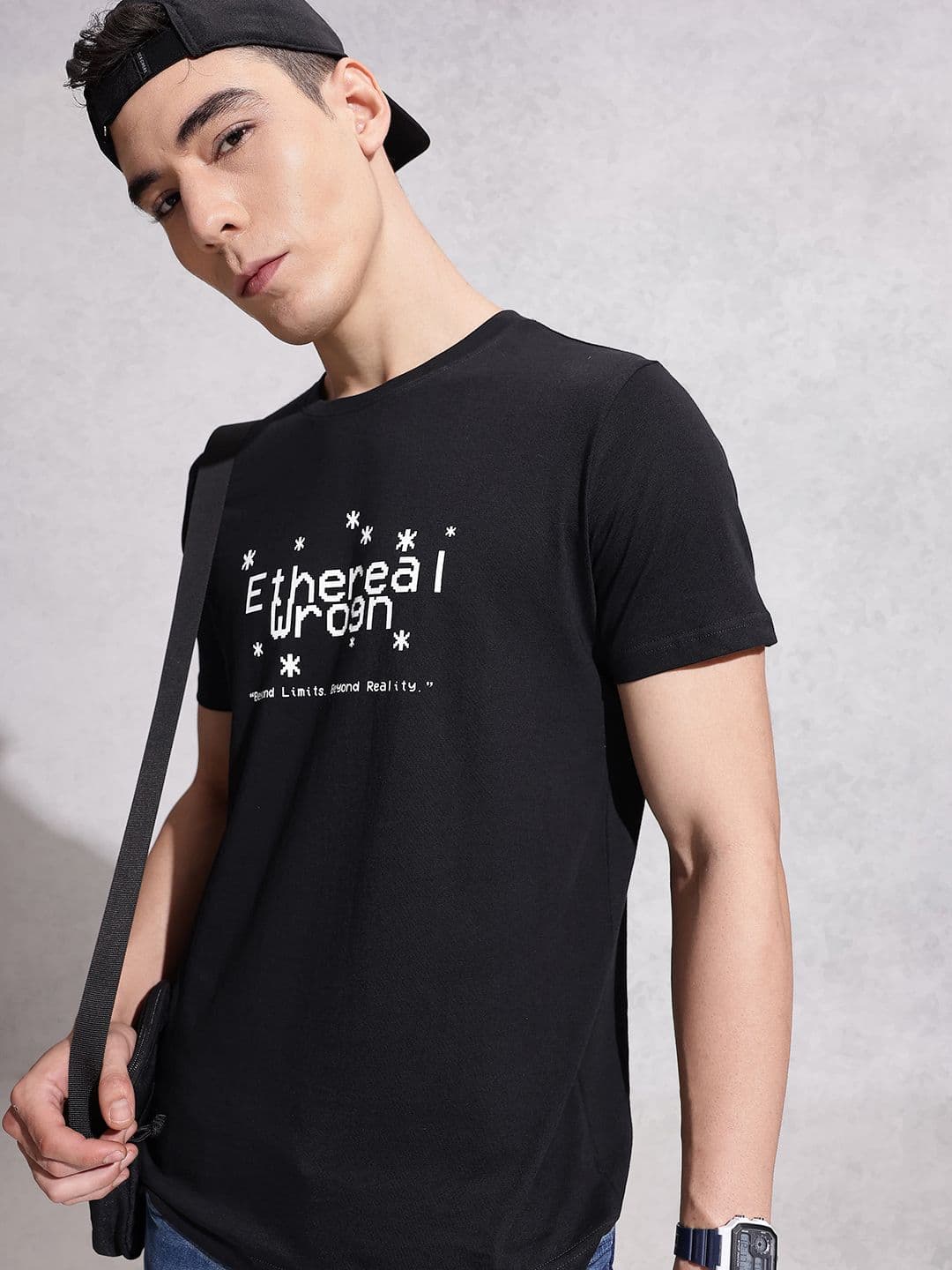 WROGN Typography Printed Pure Cotton Slim Fit T-shirt - view 1
